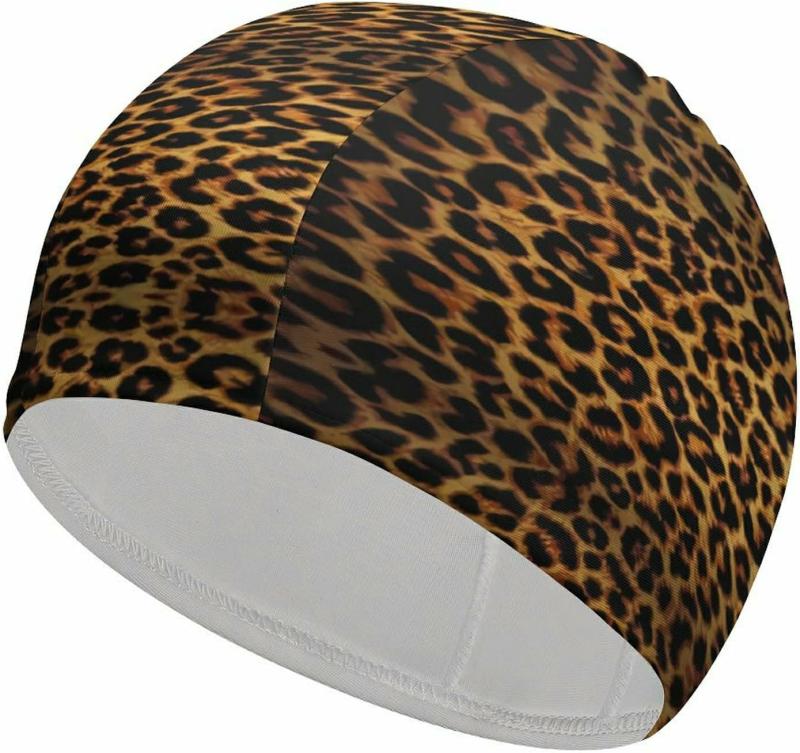 Căști de înot | Căciulă de înot cu imprimeu amuzant de leopard, căciuli de înot unisex pentru păr lung, decor pentru bărbați și adulți. Căști de înot Căști de înot