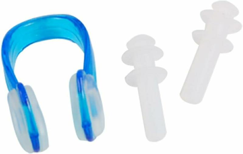 Căști de ureche | Set de dopuri de urechi din silicon pentru înot + clips de plastic transparent albastru (Id: 382 D8 6Fa 467 88D, mic, 382D86Fa467388Da982F7D96Ba76D) Căști de ureche Căști de ureche