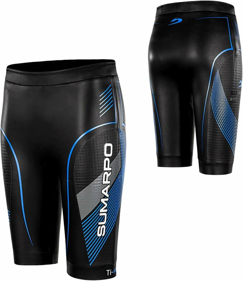 Echipament de antrenament | Pantaloni scurți de înot atletici pentru bărbați cu flotabilitate, costum de neopren pentru triatlon Yamamoto Smoothskin pentru antrenament de înot, piscină, apă liberă, flux. Echipament de antrenament Albastru