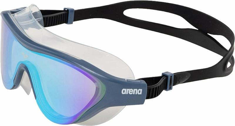 Ochelari de protecție | Masca de înot unisex pentru adulți The One – Ochelari de înot fitness pentru bărbați, cu lentile din policarbonat, oglindă/neoglindă, pentru dimensiuni mari Ochelari de protecție Albastru Gri